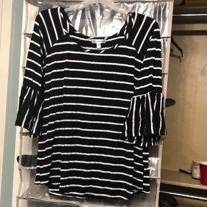 Striped bell sleeve top